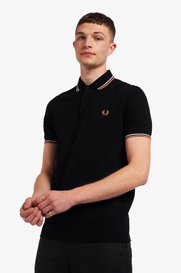 Black Fred Perry M3600 Men's Polo Shirts | PH 1404HAPK